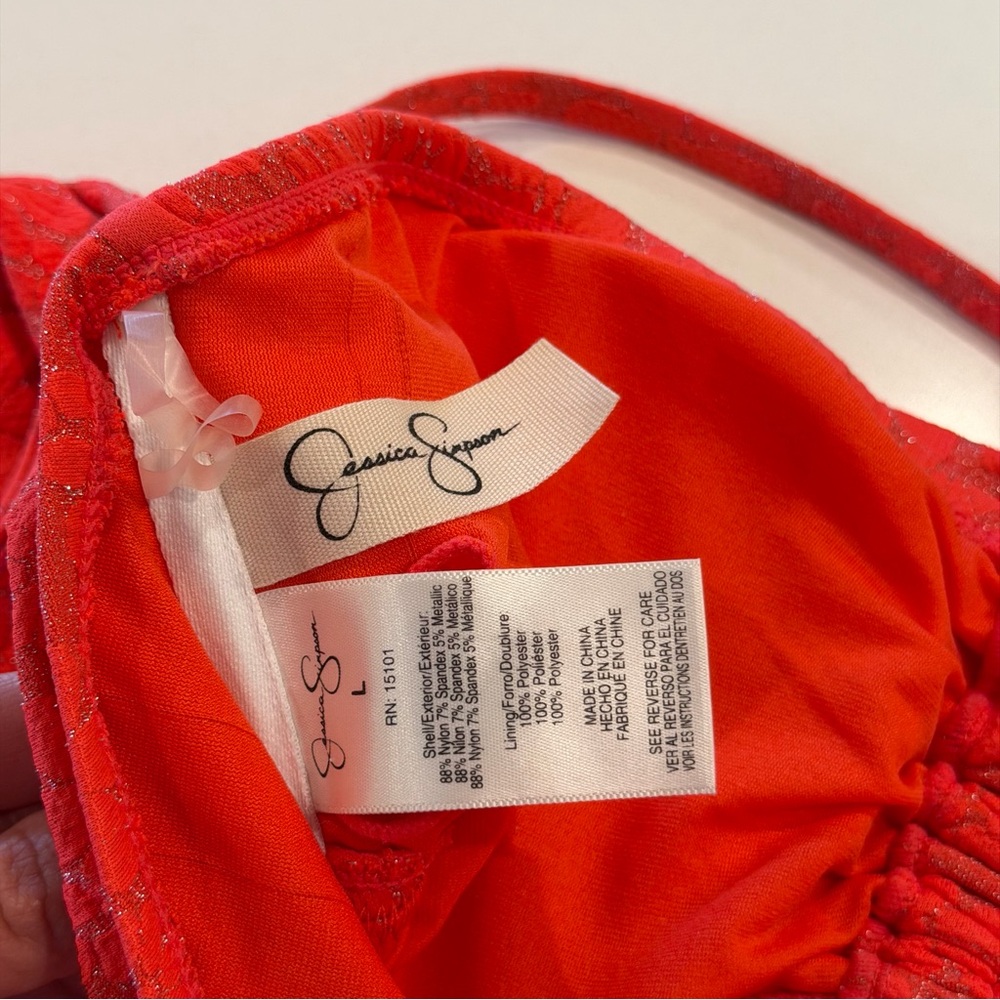 Jessica Simpson Coral Cutout Halter One-Piece Swimsuit Size Large - Picture 7 of 10